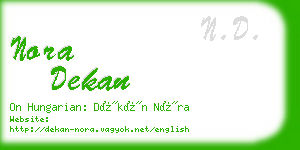 nora dekan business card